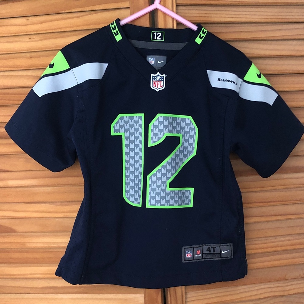 NFL Kids Navy and Green Seahawks Team Jersey